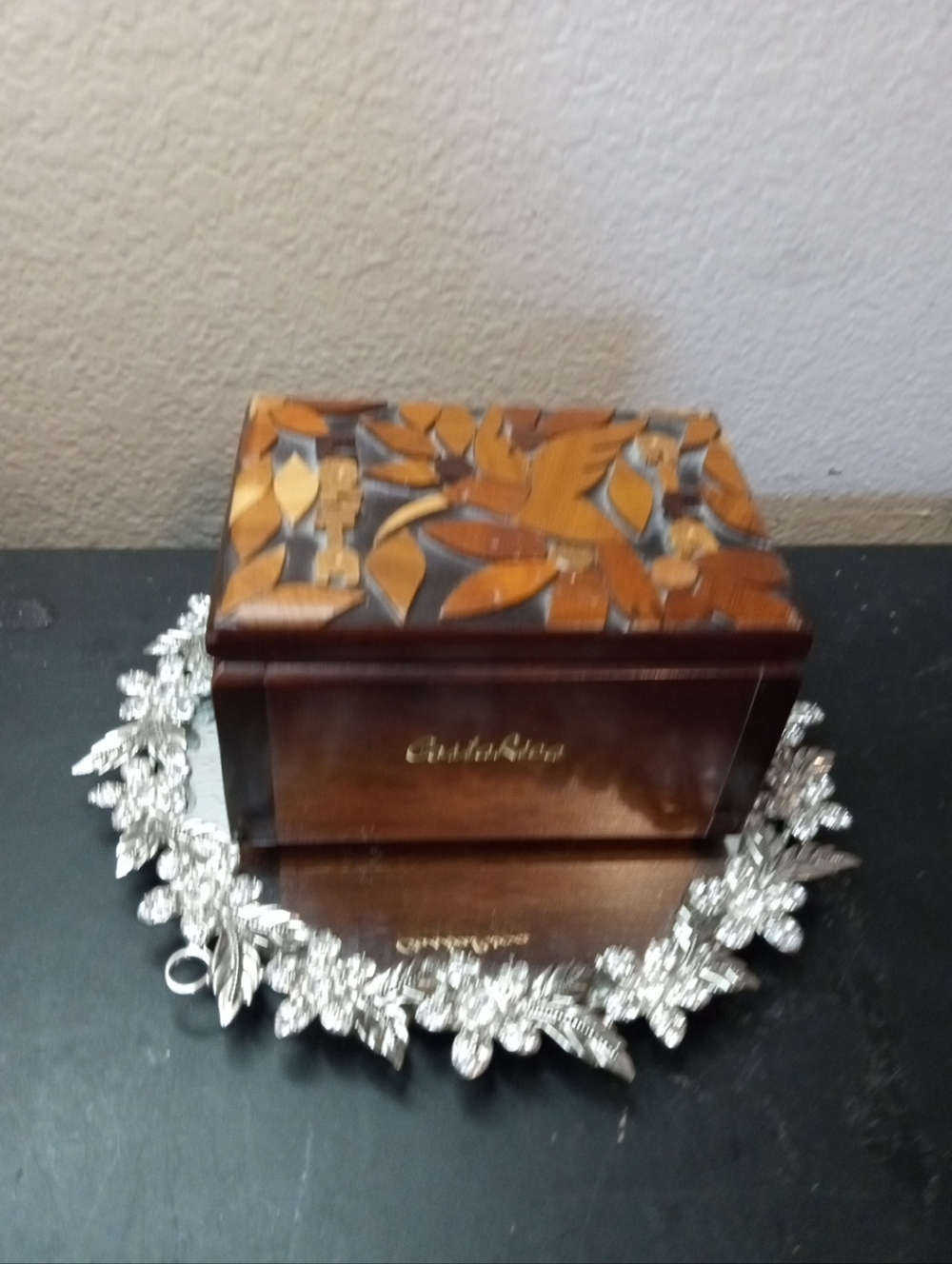 GORGEOUS Marquetry 2.5"x4.5" Souvenir Wooden Jewelry Box From Costa Rica